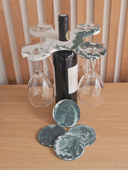 Porte-verres sur bouteille + 4 sous-verres