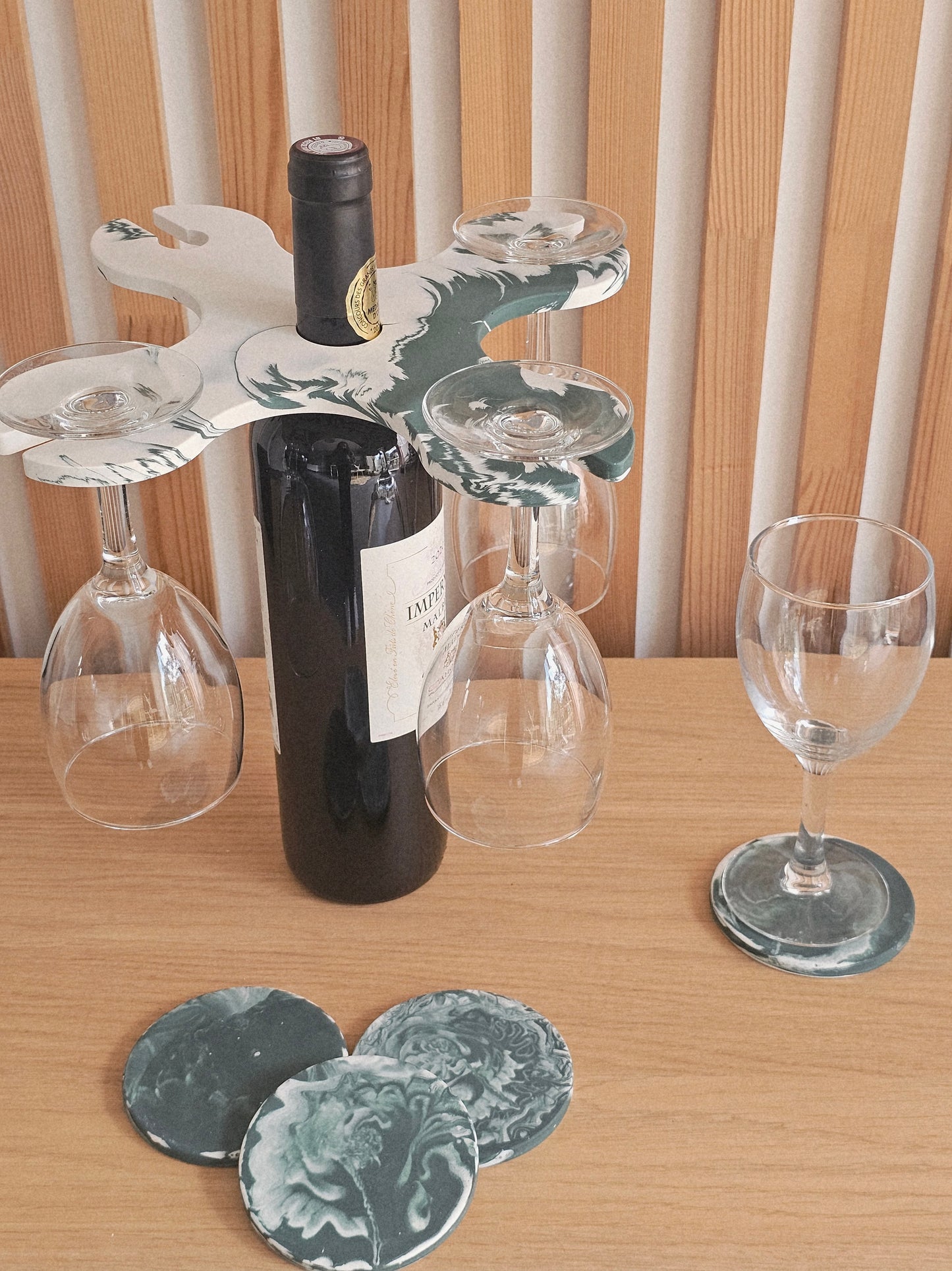 Porte-verres sur bouteille + 4 sous-verres