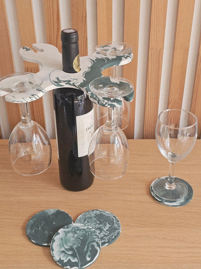 Porte-verres sur bouteille + 4 sous-verres